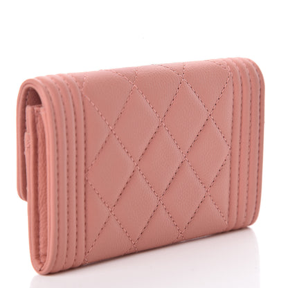 Chanel Caviar Quilted Boy Card Holder Wallet Powder Pink 3 of 9