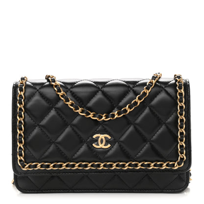 Chanel Lambskin Quilted Chain Around Wallet On Chain WOC Black 1 of 11