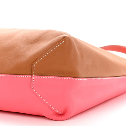 Hermes Veau Sikkim Double Sens 36 Reversible Tote Gold Rose Azalee Rouge Casaque Brique 10 of 17