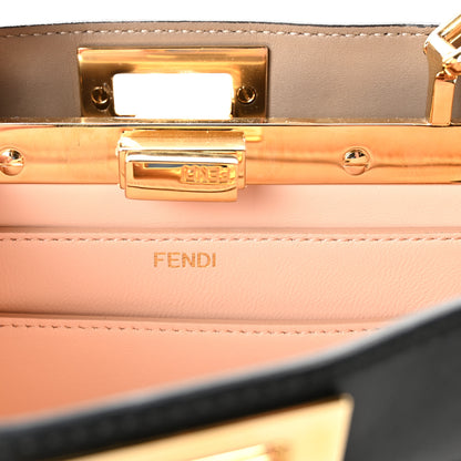Fendi Vitello Seta Nappa Bi-Color Small Peekaboo I SEE U Satchel Black Light Rose Tortora 6 of 9