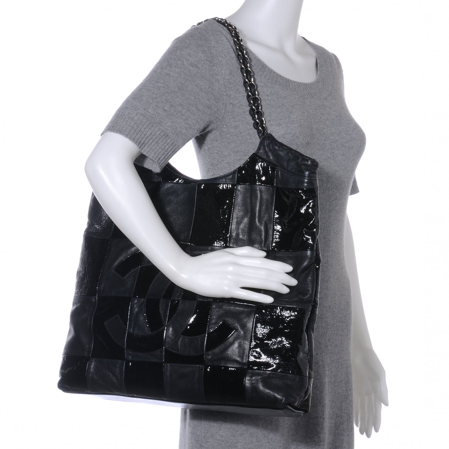 Chanel Patent Patchwork Brooklyn Tote Black 2 of 7
