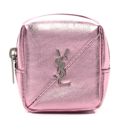 Saint Laurent Crinkled Lame Calfskin Jaime Cube Charm Keychain Violet 1 of 7