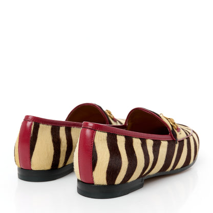 Gucci Calf Hair Tiger Print Womens Jordaan Loafers 35.5 Natural Black Romantic Cherry 4 of 9