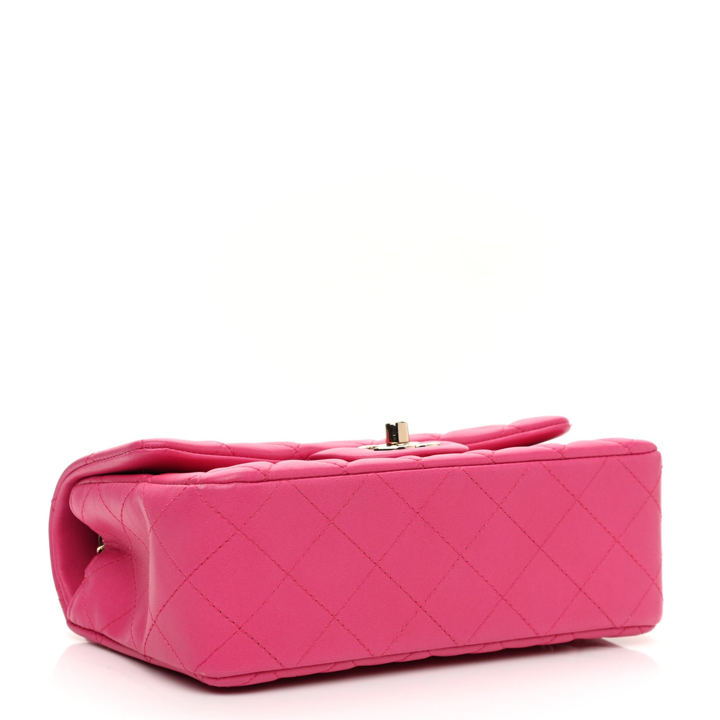 Lambskin Quilted Mini Rectangular Flap Fuchsia
