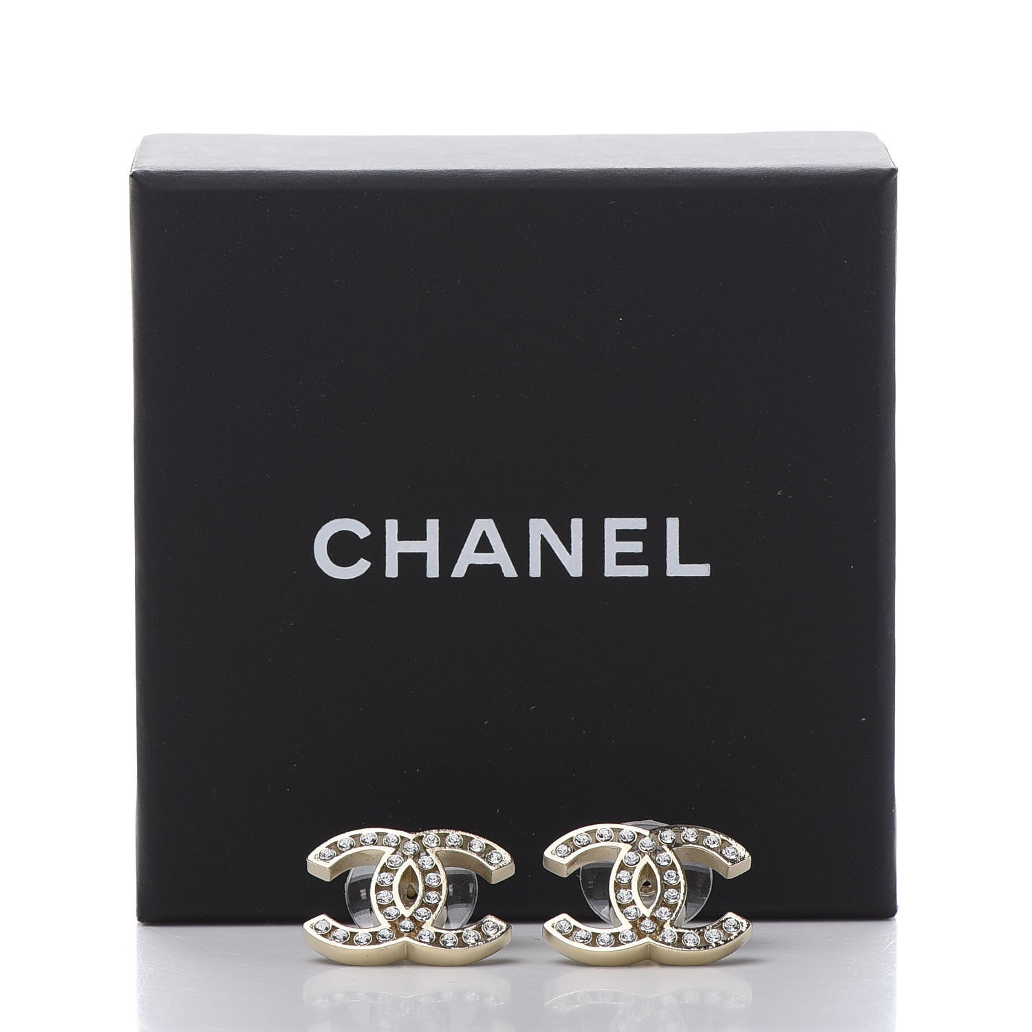 Chanel Crystal CC Large Earrings Gold 6 of 6