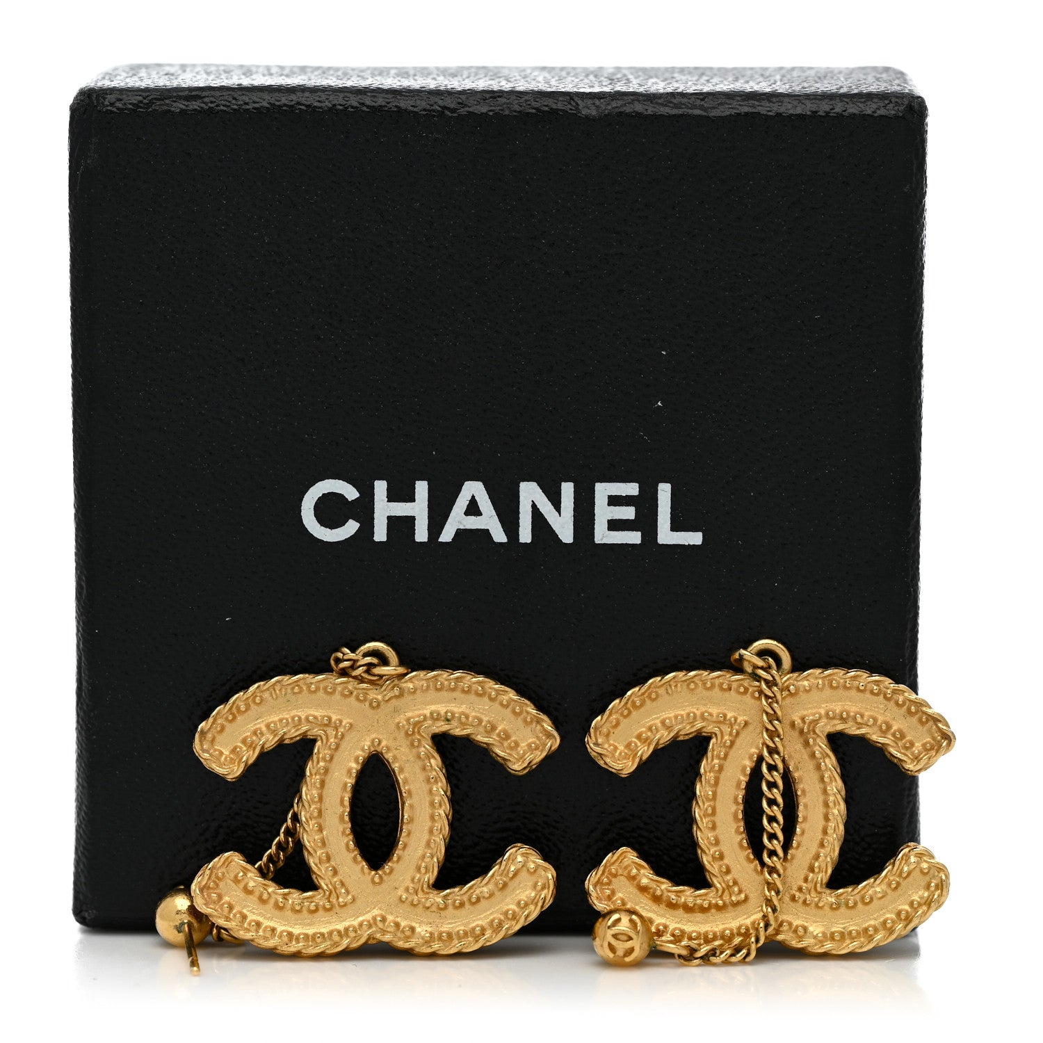Chanel CC Drop Earrings Matte Gold 5 of 5