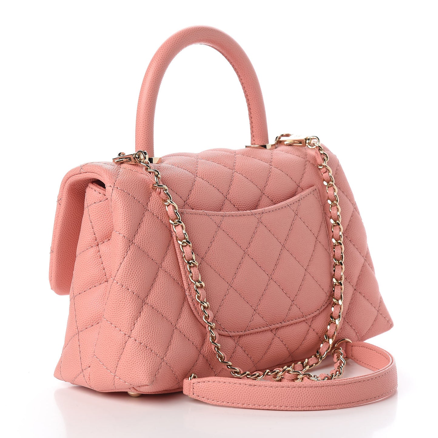 Caviar Quilted Mini Coco Handle Flap Pink