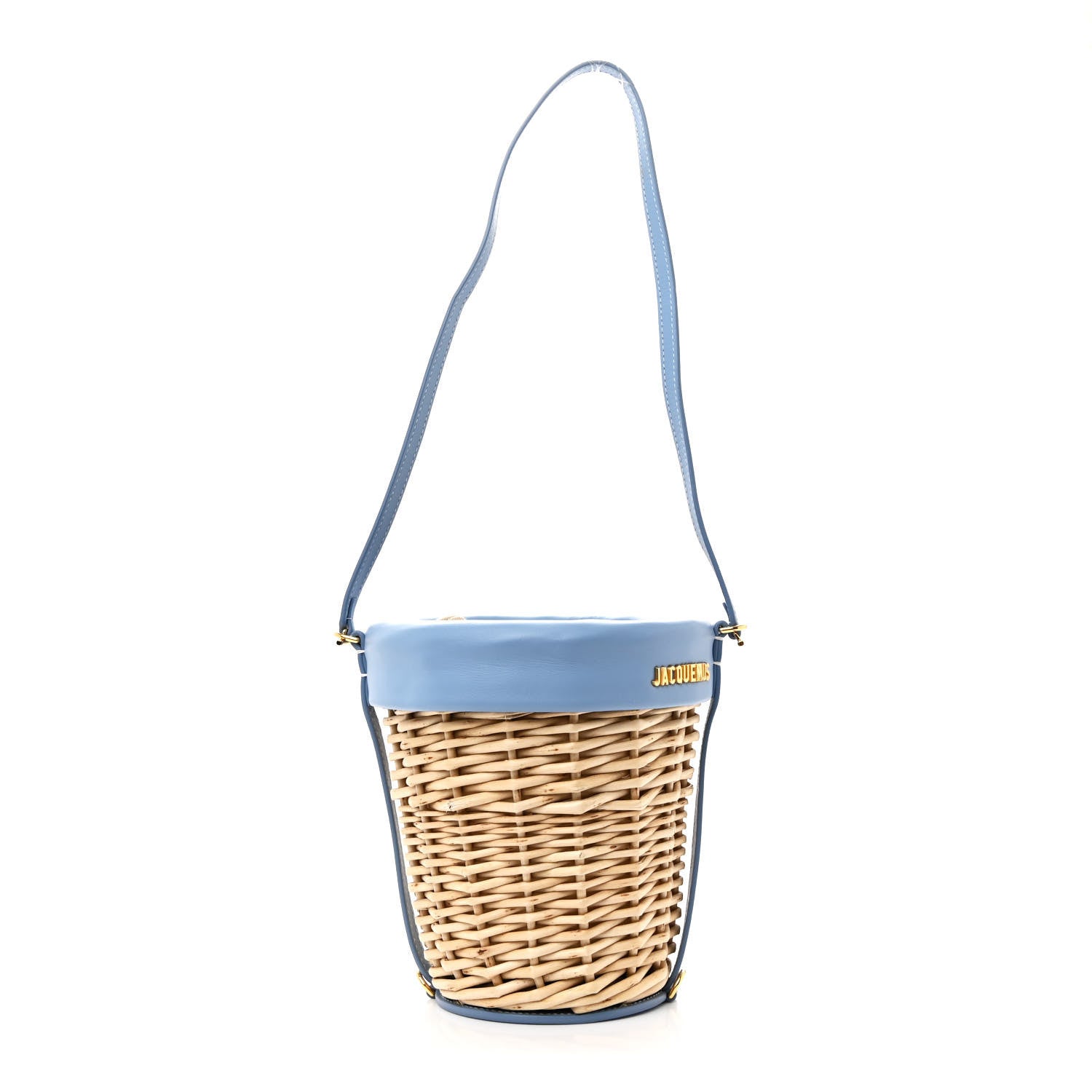 Jacquemus Wicker Calfskin Le Panier Seau Bucket Bag Blue 1 of 10