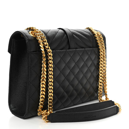 Saint Laurent Grain De Poudre Textured Mixed Matelasse Triquilt Medium Monogram Satchel Black 2 of 9