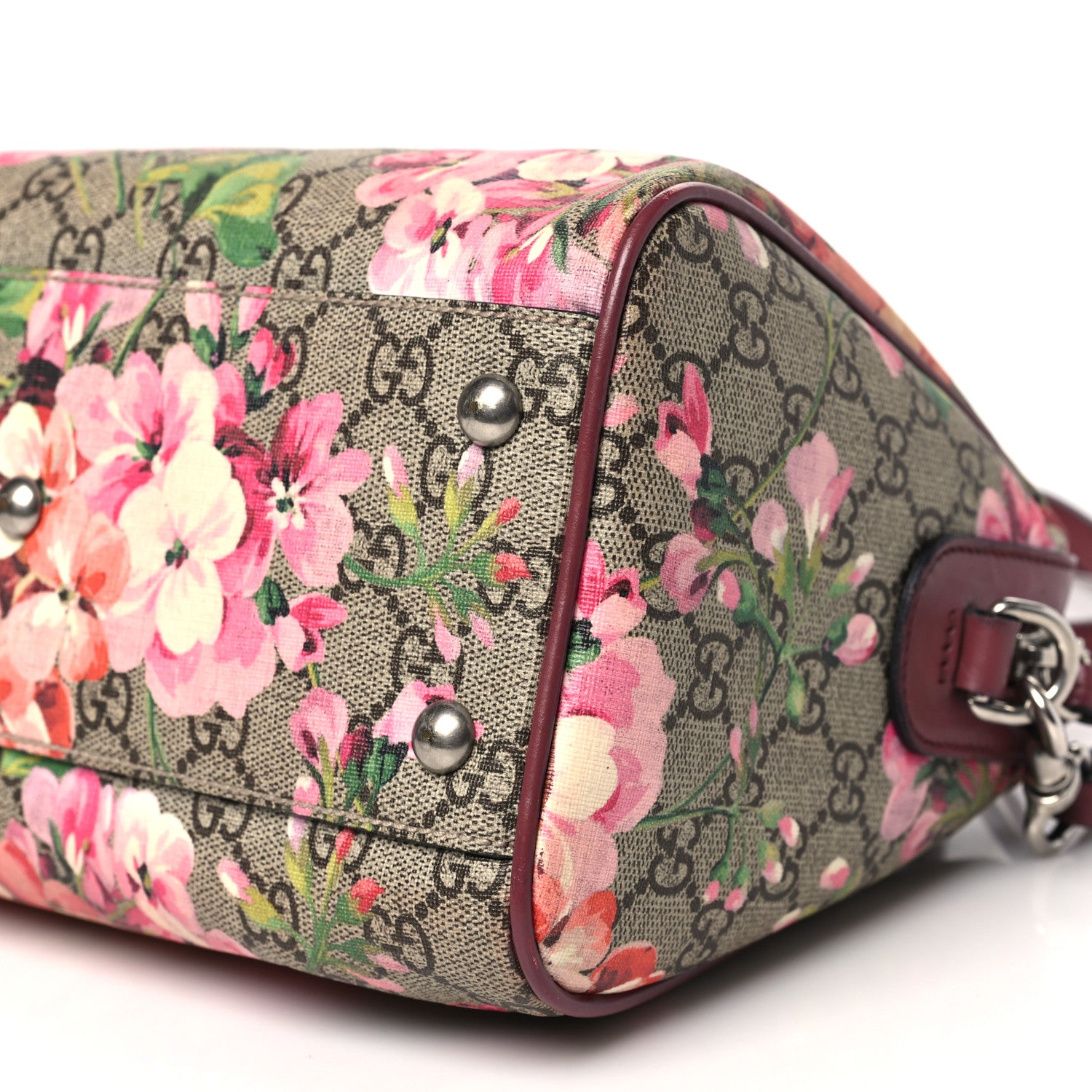 Gucci GG Supreme Monogram Blooms Small Boston Beige Multicolor Dry Rose 10 of 13