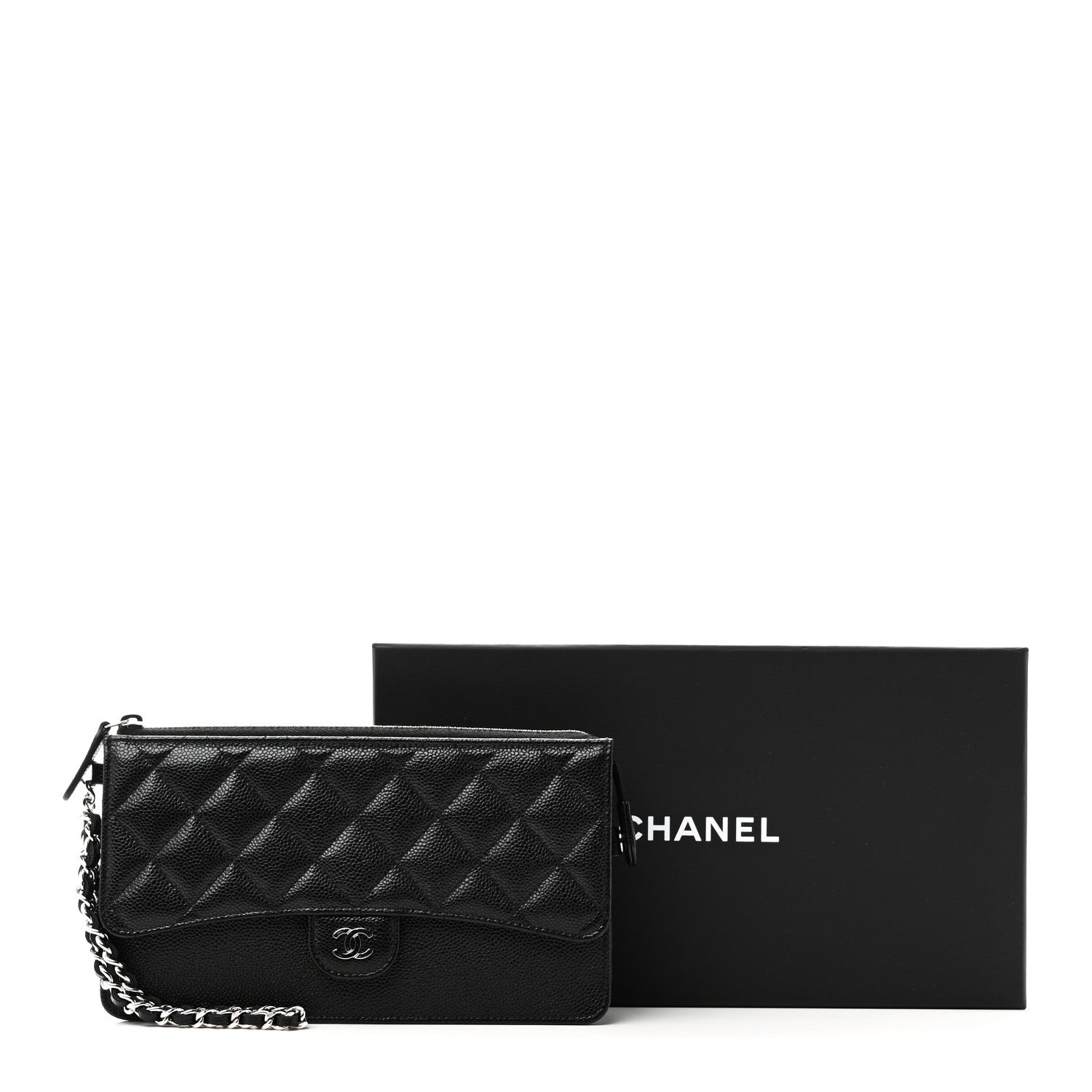 Chanel Caviar Quilted Classic Pouch With Handle Black 10 of 10