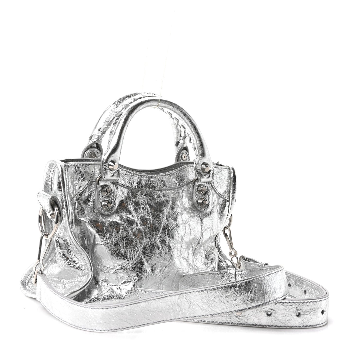 Metallized Arena Lambskin Classic Silver Hardware Le City Mini Silver