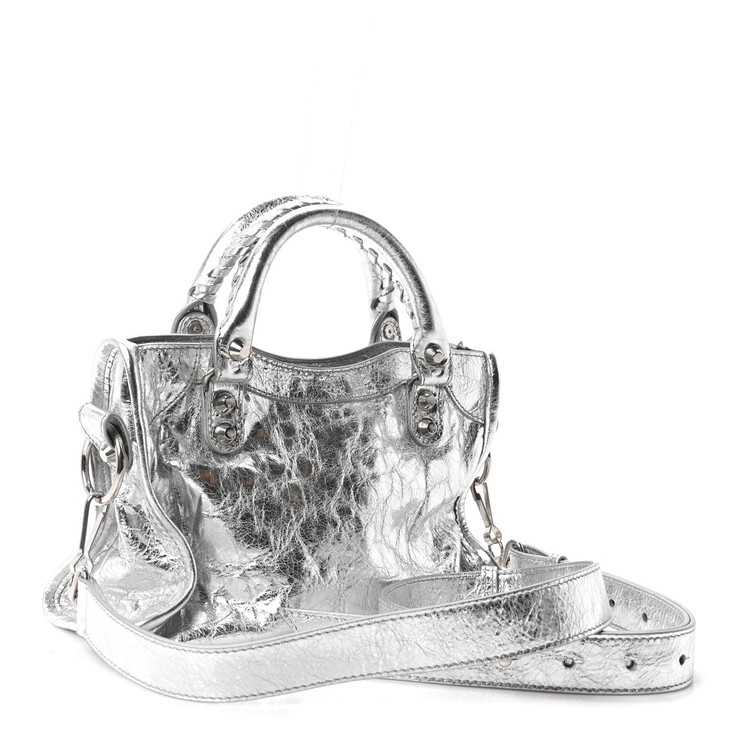 Balenciaga Metallized Arena Lambskin Classic Silver Hardware Le City Mini Silver 3 of 10