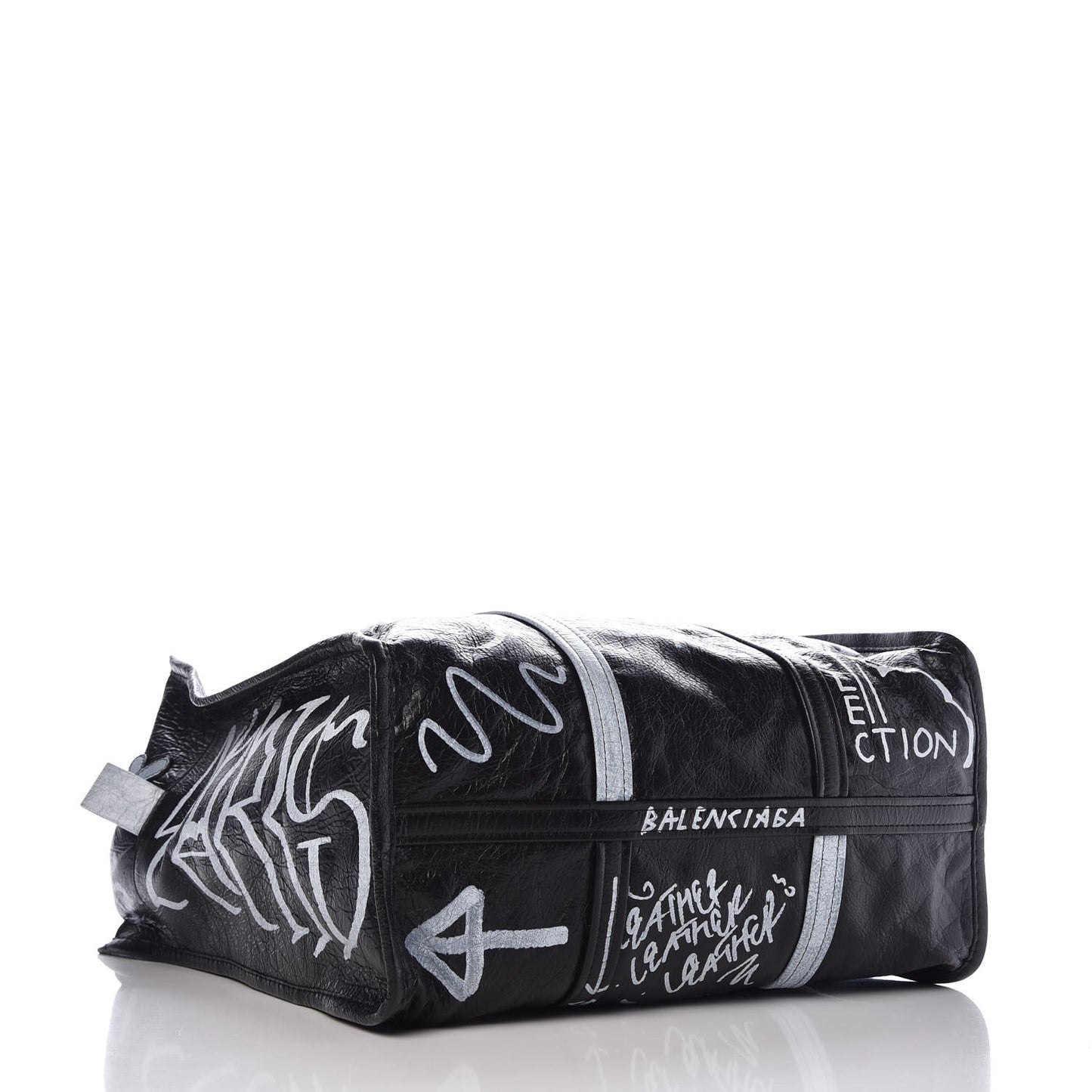 Agneau Arena Graffiti All Over Medium Bazar Shopper Tote Black White