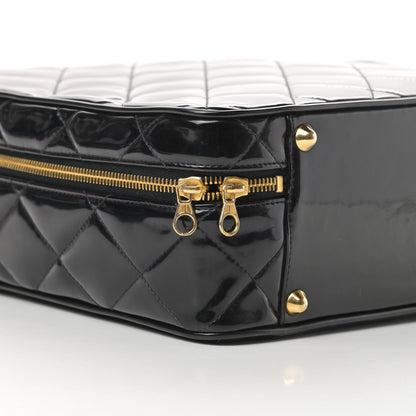 Chanel Patent Quilted Top Handle Lunch Box Carryall Shoulder Bag Black 10 of 15