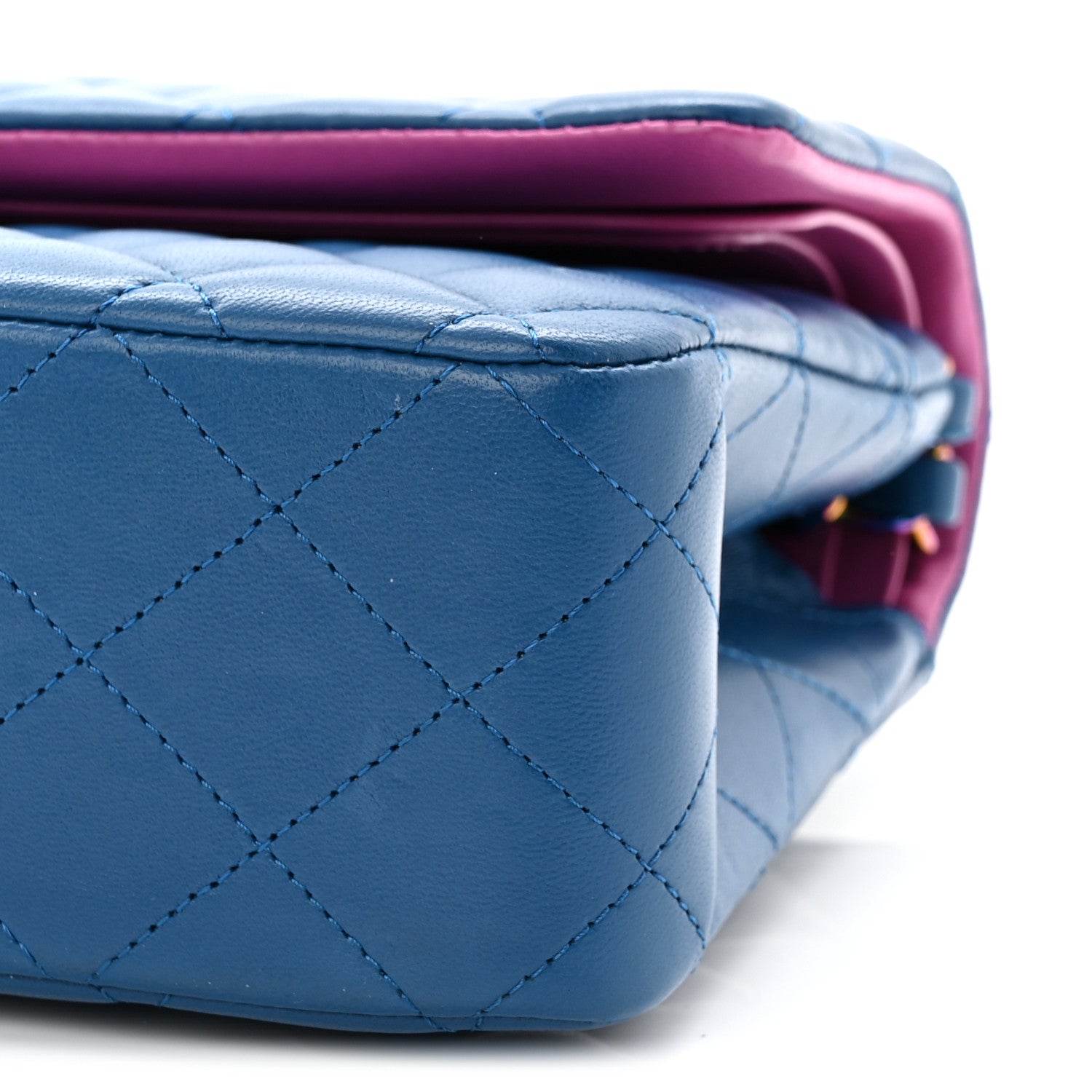 Chanel Lambskin Quilted Medium Double Flap Blue Pink 1881369