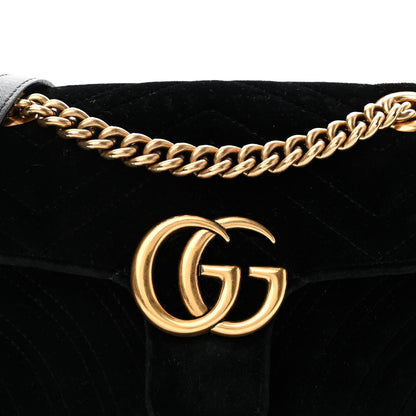 Gucci Velvet Matelasse Mini GG Marmont Shoulder Bag Black 8 of 10