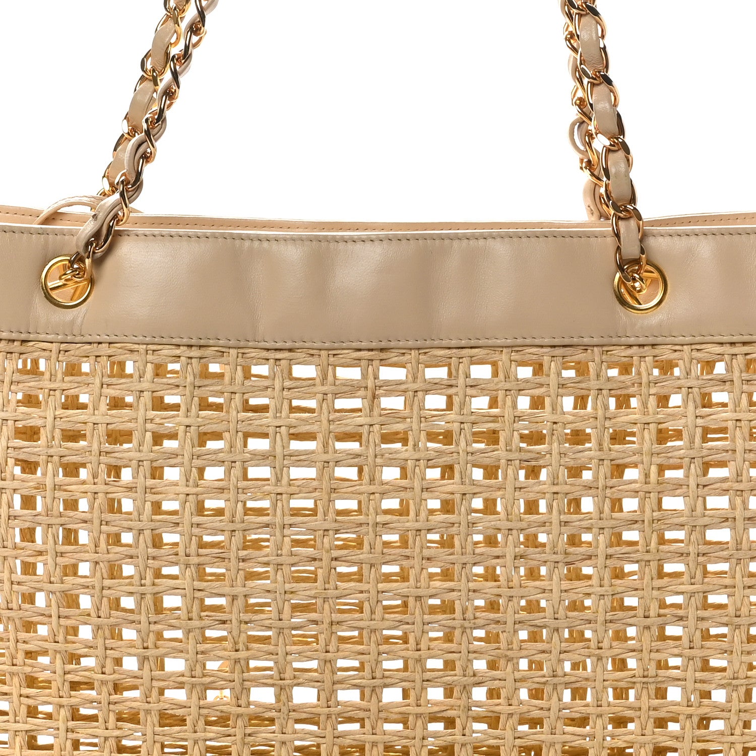 Chanel Lambskin Straw CC Tote Beige 8 of 10