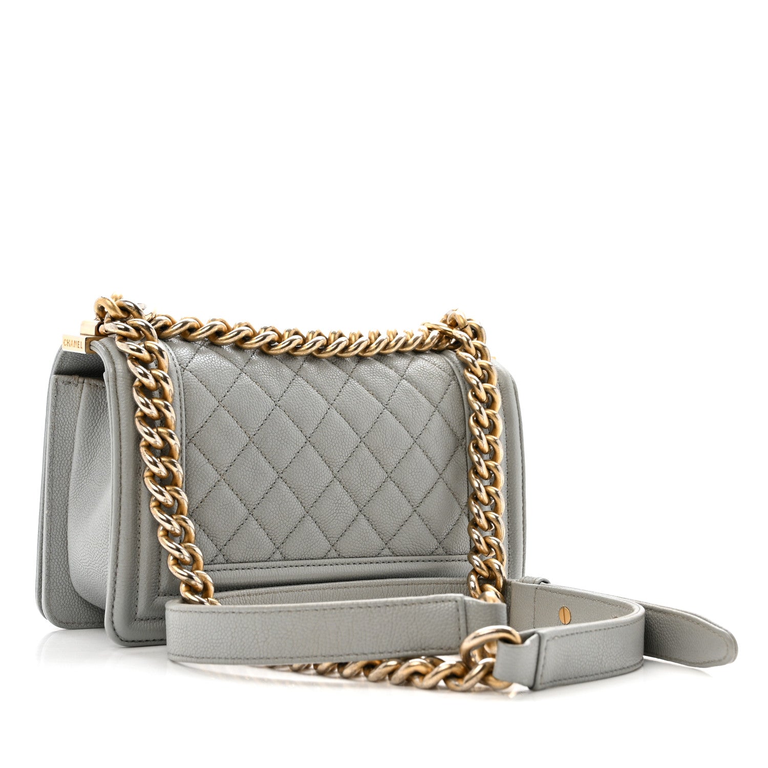Chanel Caviar Quilted Small Boy Flap Light Grey 3 of 15