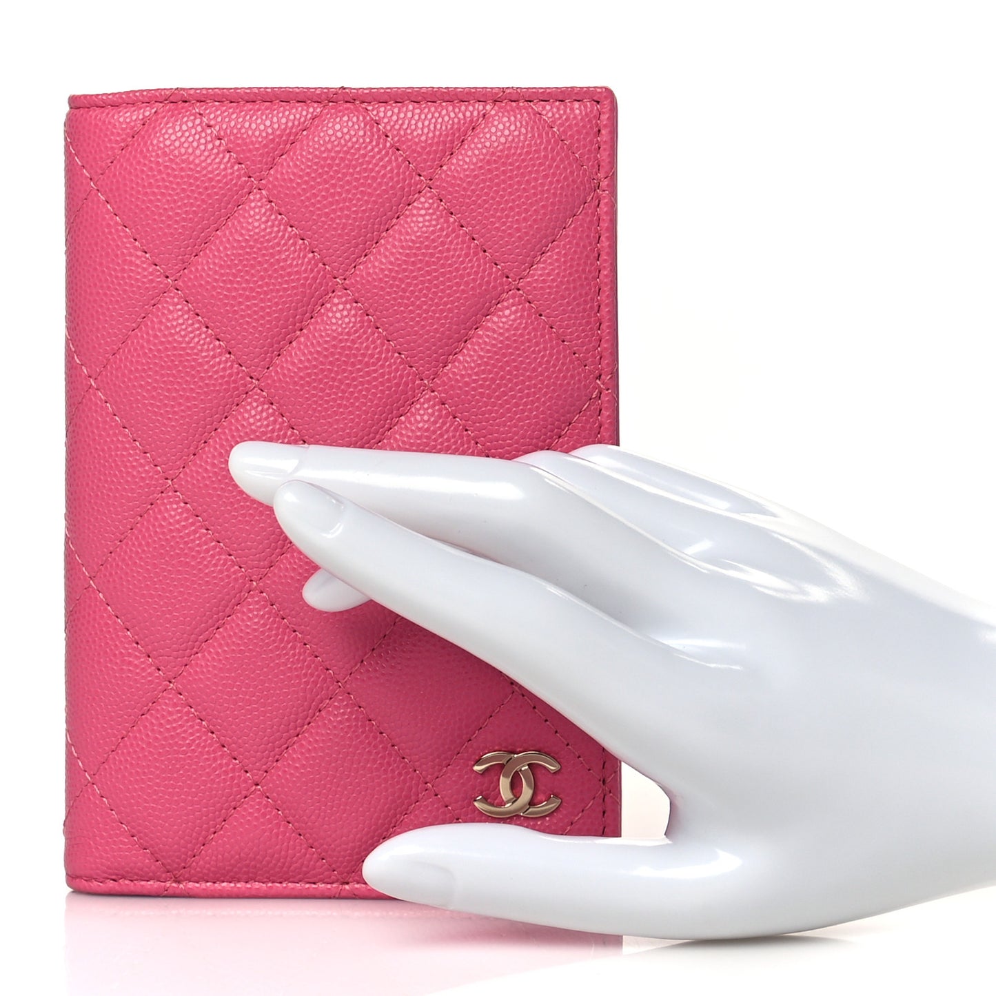 Caviar Quilted Passport Holder Pink