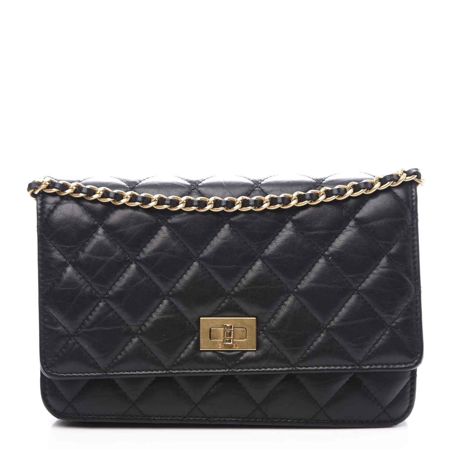 Aged Calfskin Quilted Reissue Wallet On Chain WOC Black
