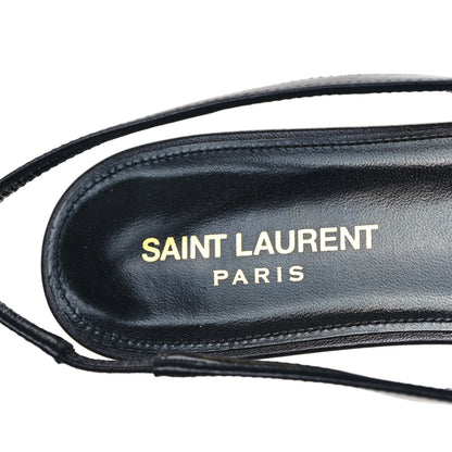 Saint Laurent Patent Smooth Lambskin Anais Slingback Flats 36.5 Black Navy 7 of 10