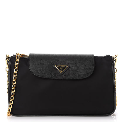 Prada Tessuto Nylon Saffiano Crossbody Bag Nero Black 1 of 7