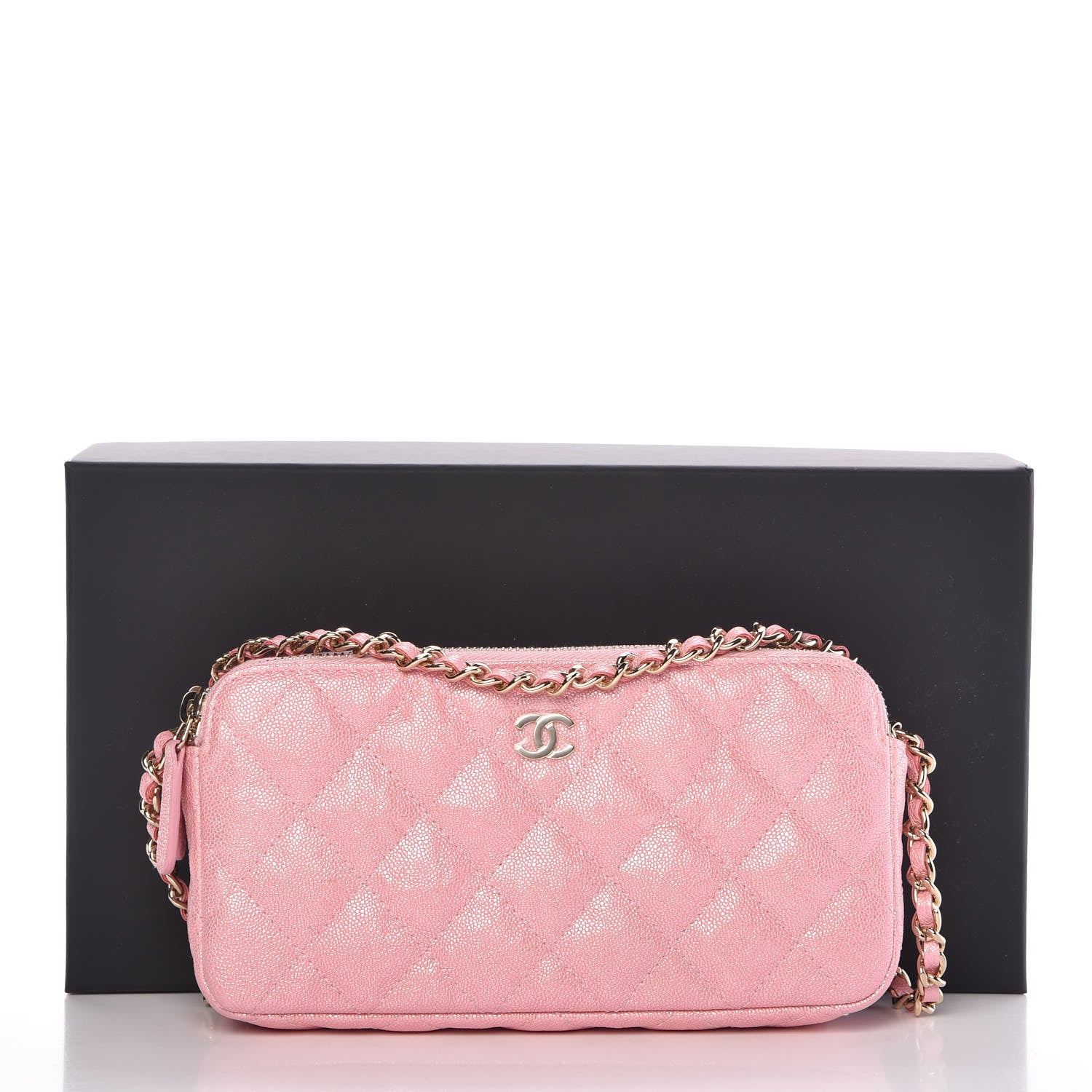 Chanel Iridescent Caviar Quilted Clutch With Chain Rose 11 of 11