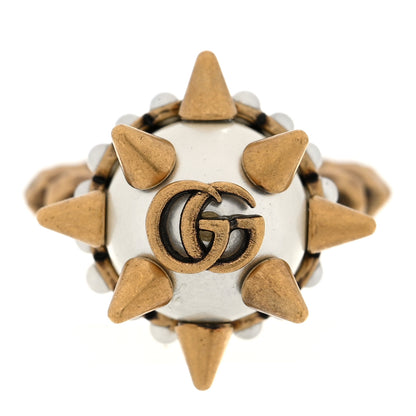 Gucci Metal Pearl Spike Studded Ring XS  Aged Gold 1 of 4