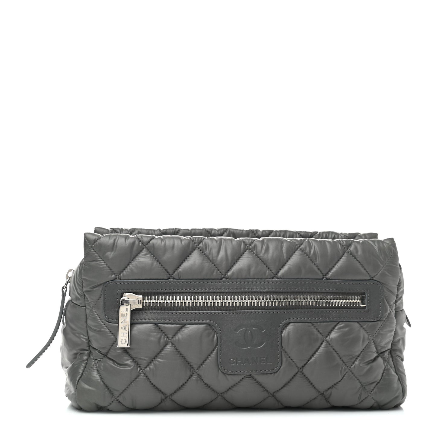 Nylon Quilted Cocoon Cosmetic Case Grey