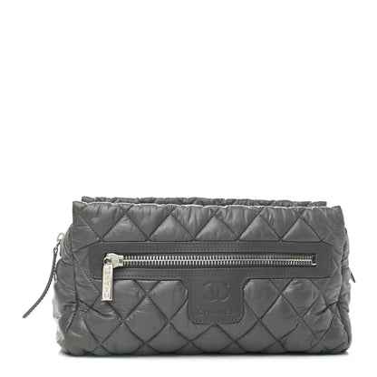Chanel Nylon Quilted Cocoon Cosmetic Case Grey 1 of 7