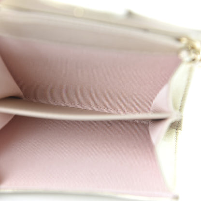 Chanel Iridescent Lambskin Quilted Flap Card Holder On Chain Ivory 4 of 10