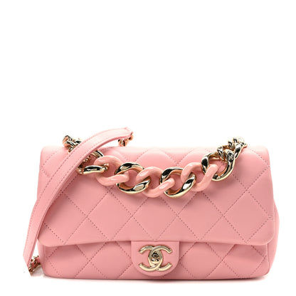 Chanel Lambskin Quilted Resin Bi-Color Chain Flap Bag Pink 1 of 12