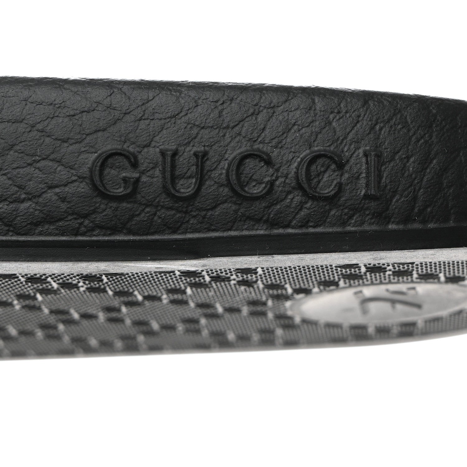 Gucci Rubber GG Monogram Perforated Womens Slide Sandals Black 6 of 9