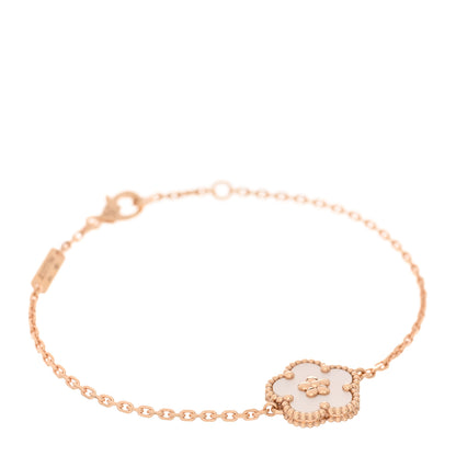 Van Cleef & Arpels 18K Rose Gold Mother of Pearl Lucky Spring Plum Blossom Bracelet 1 of 4