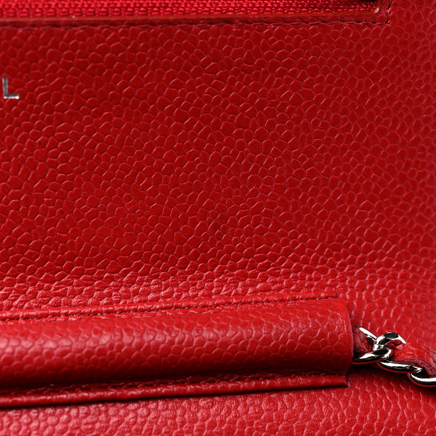 Caviar Quilted Wallet on Chain WOC Red