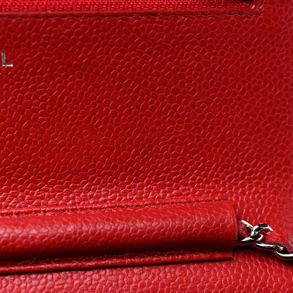 Chanel Caviar Quilted Wallet on Chain WOC Red 13 of 15