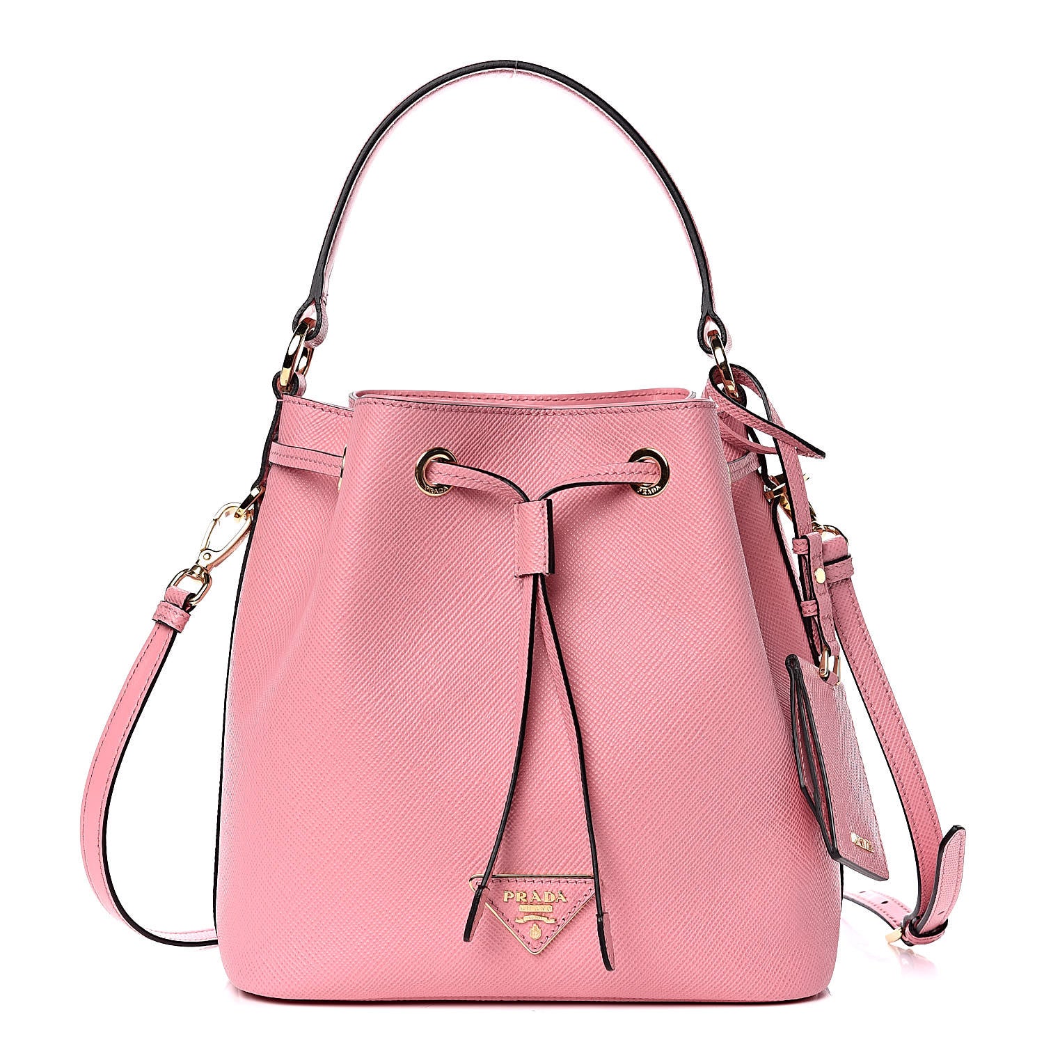 Prada Saffiano Bucket Bag Pink 1 of 9