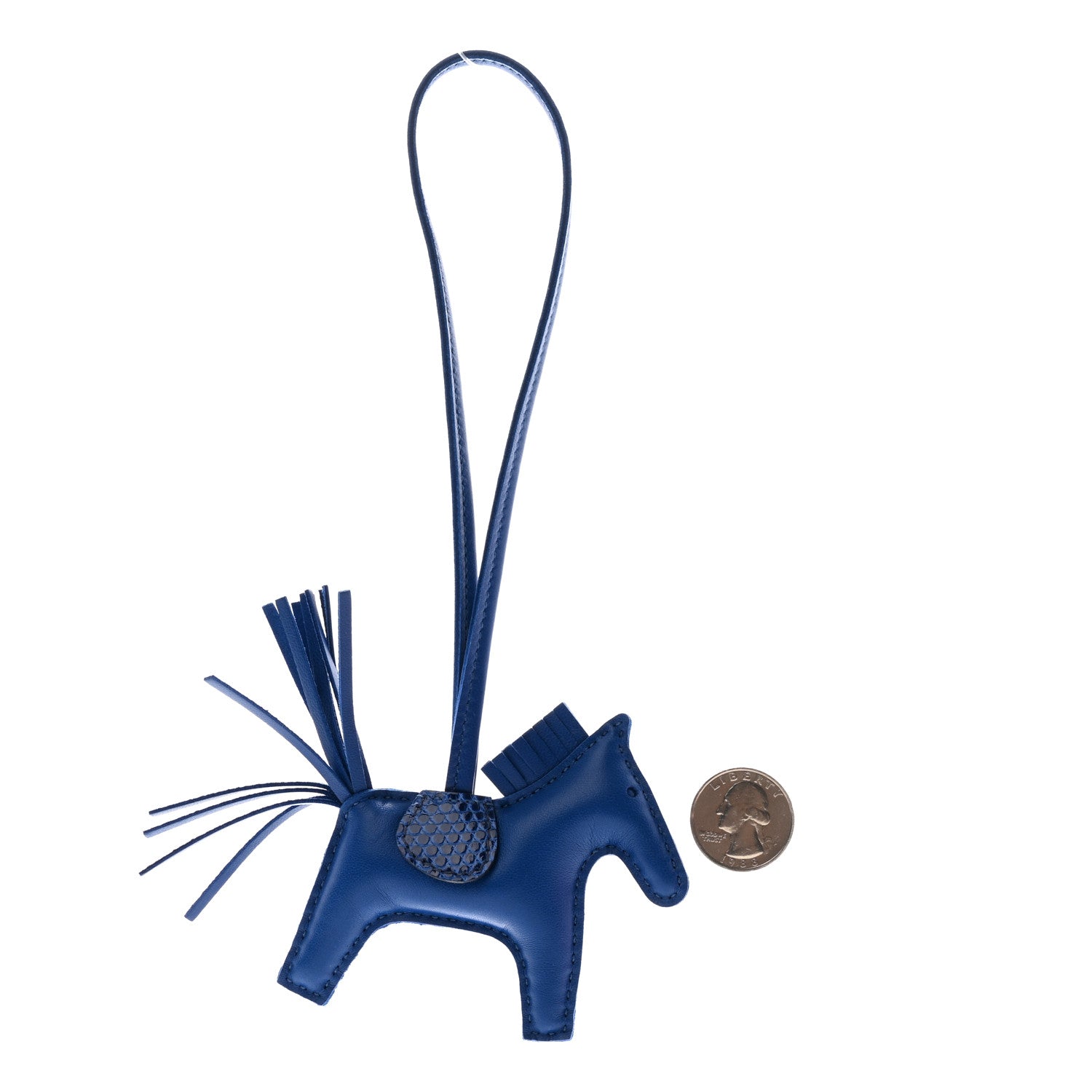 Hermes Milo Lambskin Lizard Touch Grigri Rodeo Horse Bag Charm PM Bleu France Bleu Saphir 2 of 4