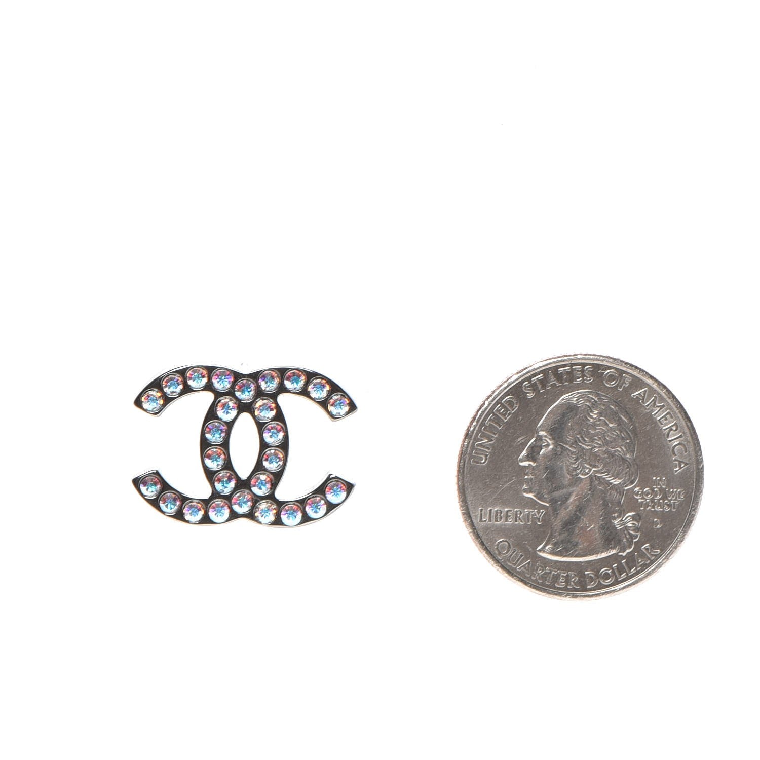 Chanel Iridescent Crystal CC Earrings Multicolor 2 of 4