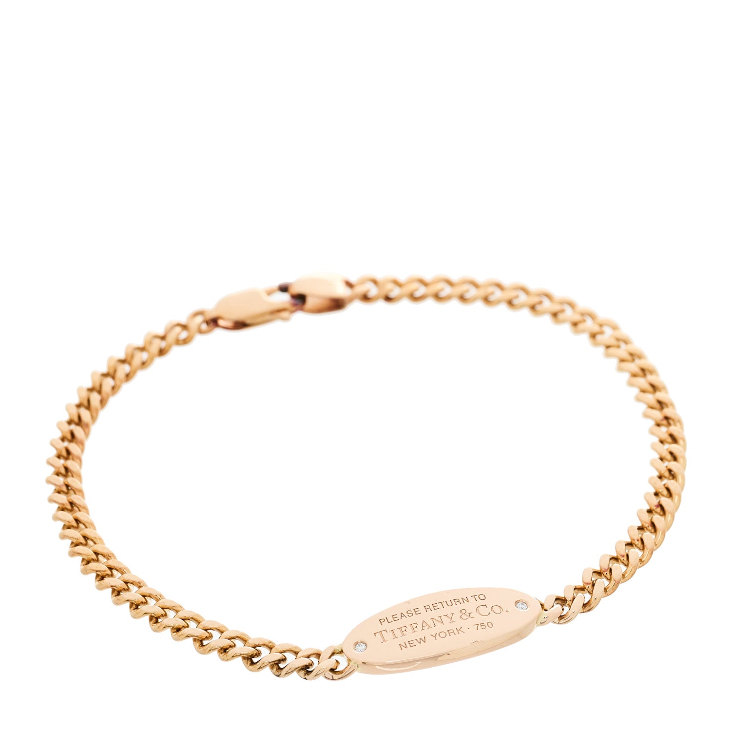 Tiffany 18K Rose Gold Diamond Return To Tiffany Oval ID Bracelet 1 of 5
