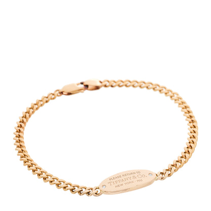 Tiffany 18K Rose Gold Diamond Return To Tiffany Oval ID Bracelet 1 of 5