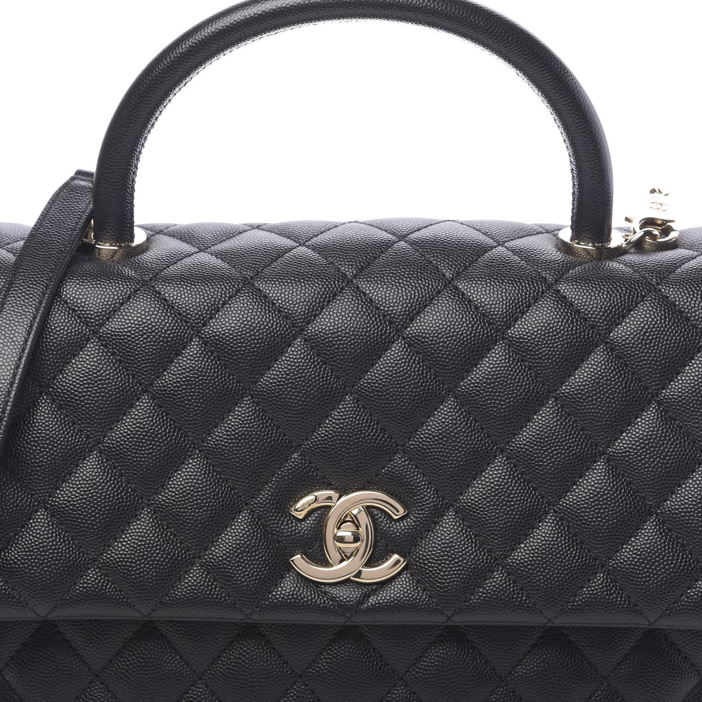 Caviar Quilted Medium Coco Handle Flap Black
