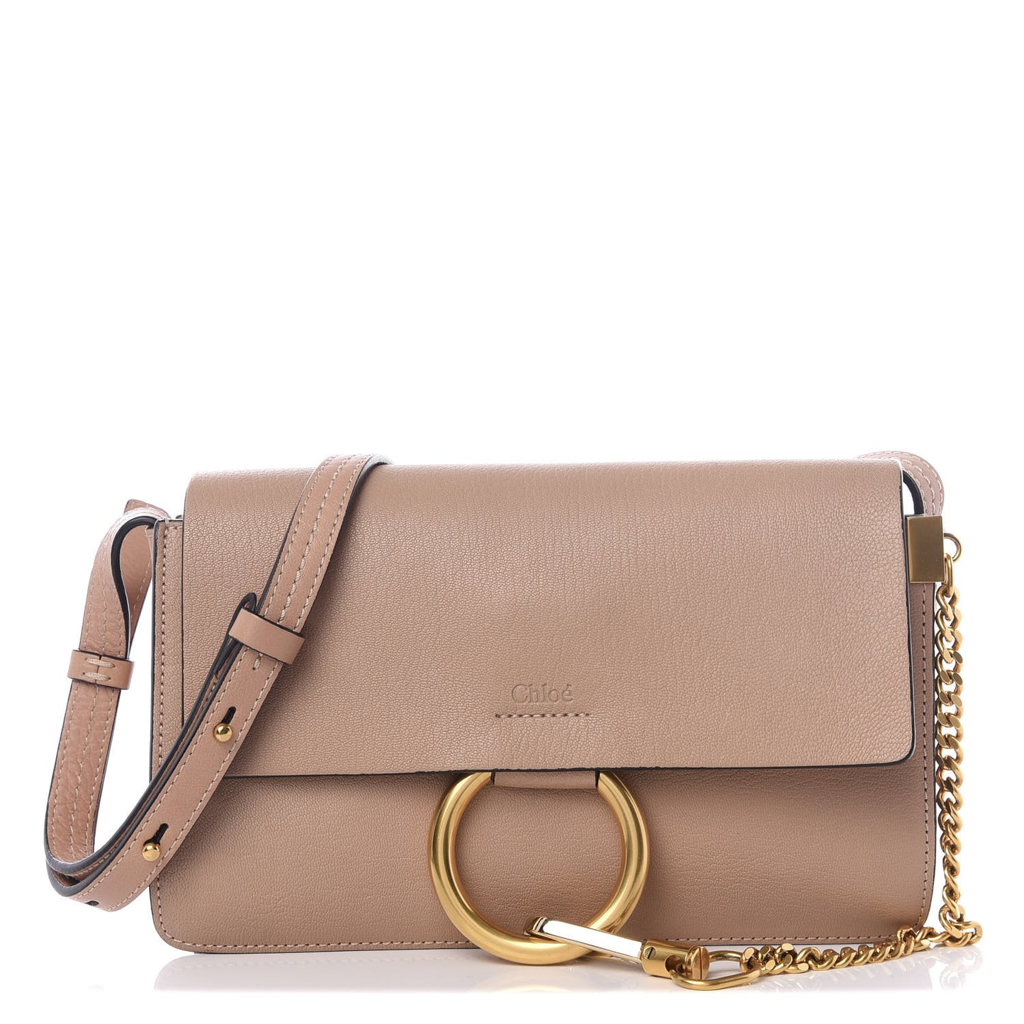 Goatskin Small Faye Shoulder Bag Biscotti Beige