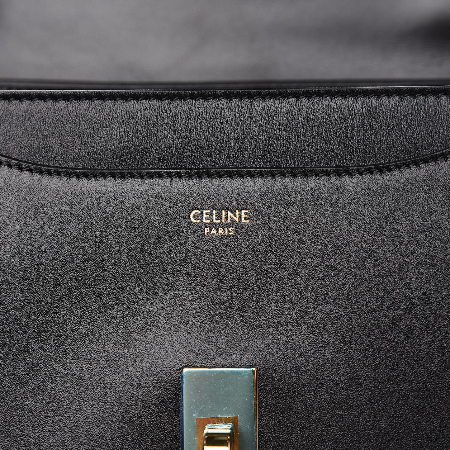 Satinated Calfskin Small 16 Top Handle Bag Black