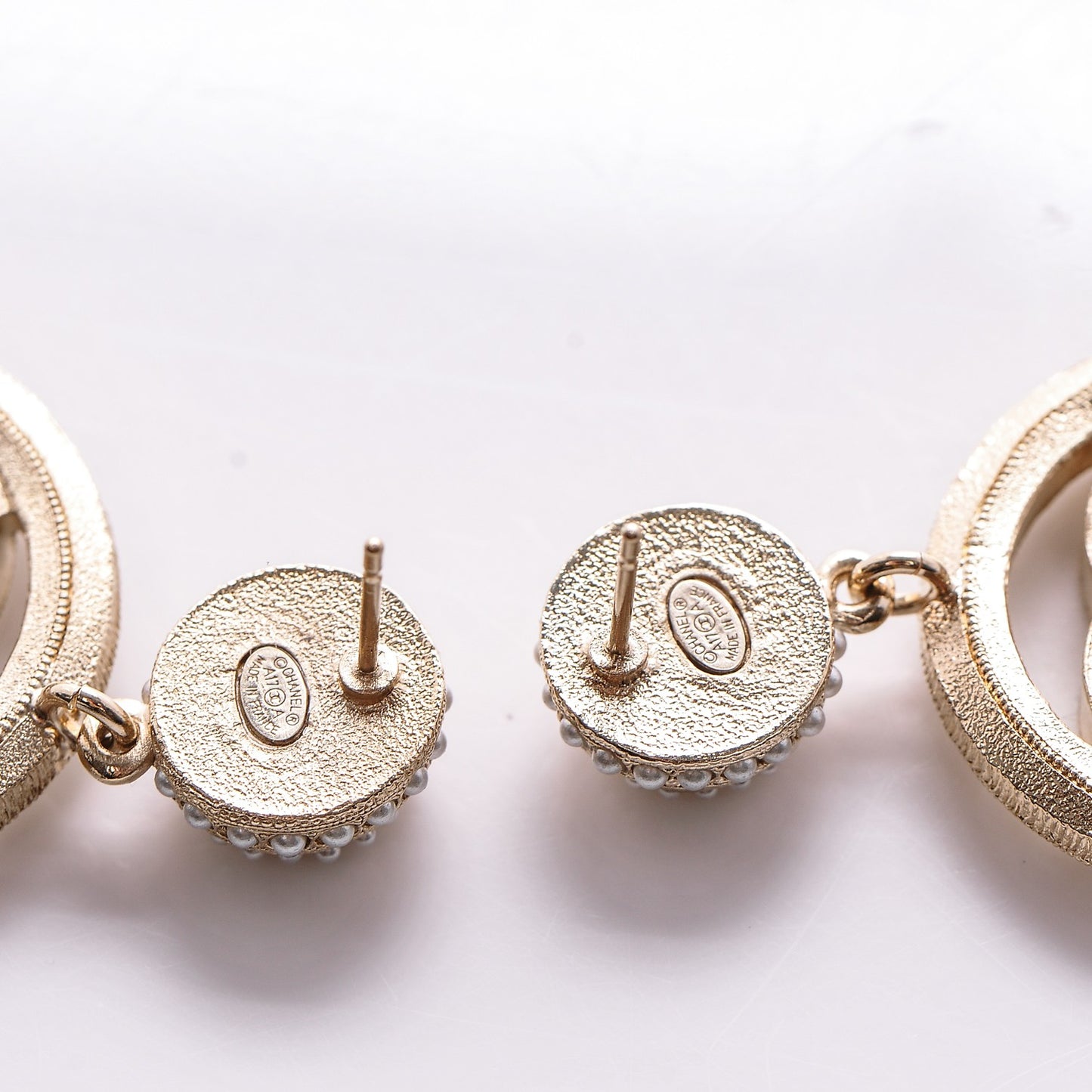 Pearl CC Drop Earrings Gold