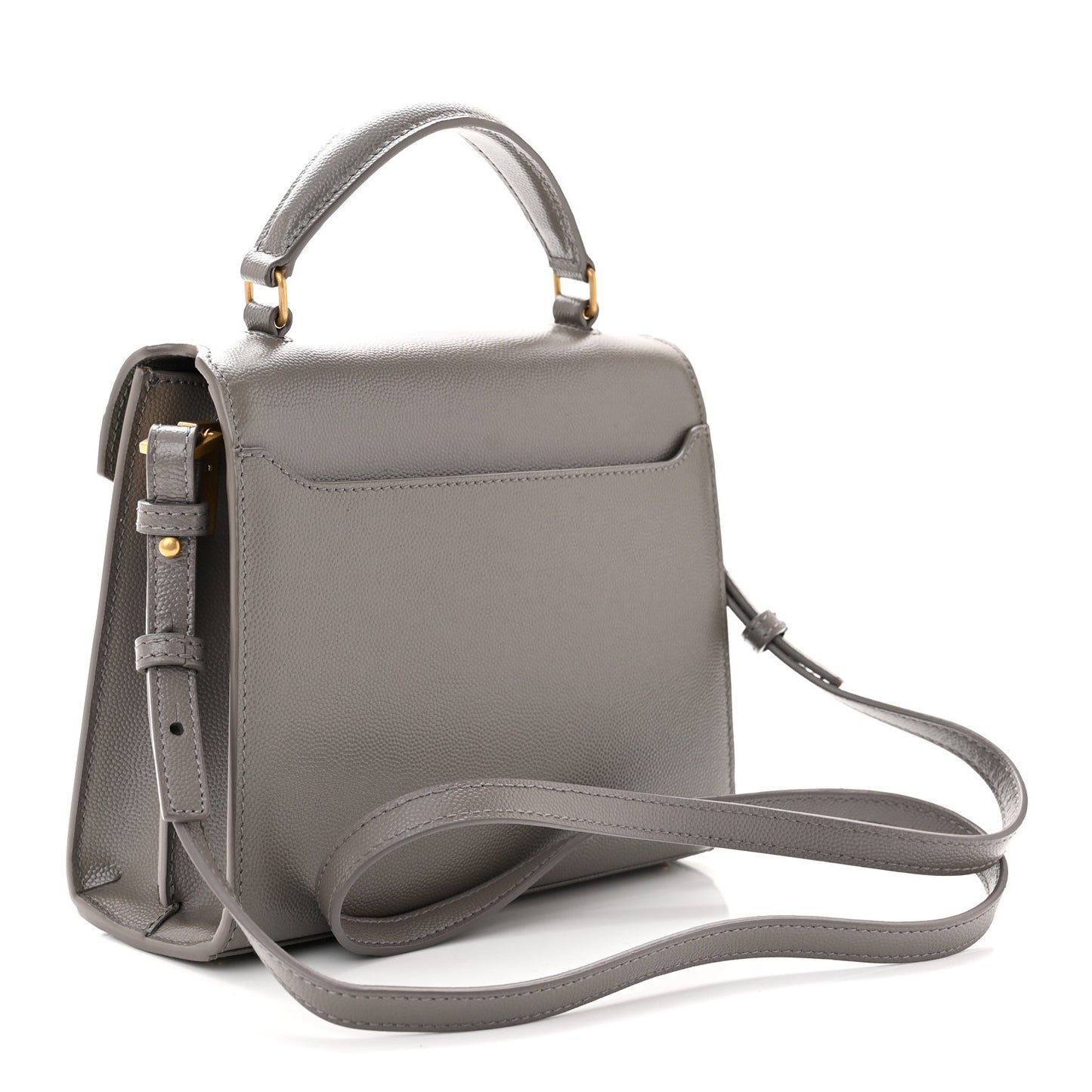 SAINT LAURENT Grain de Poudre Mini Classic Monogram Cassandra Top Handle Pebble