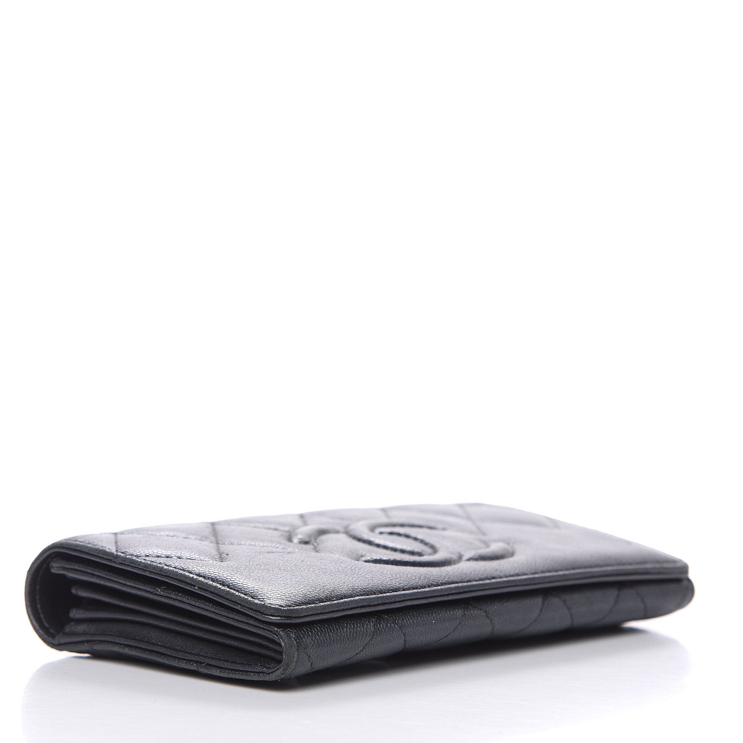 Chanel Metallic Caviar Quilted CC Large Gusset Flap Wallet Black 4 of 11