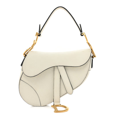 Christian Dior Grained Calfskin Mini Saddle Bag White 1 of 11