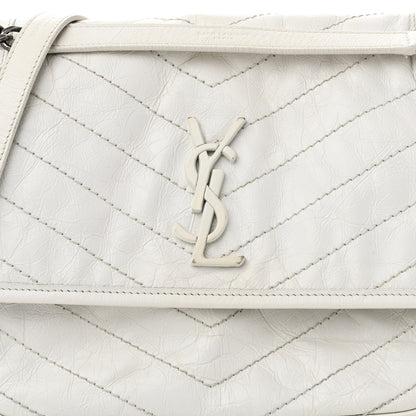Saint Laurent Crinkled Calfskin Matelasse Monogram Medium Niki Chain Satchel Ivory 8 of 12